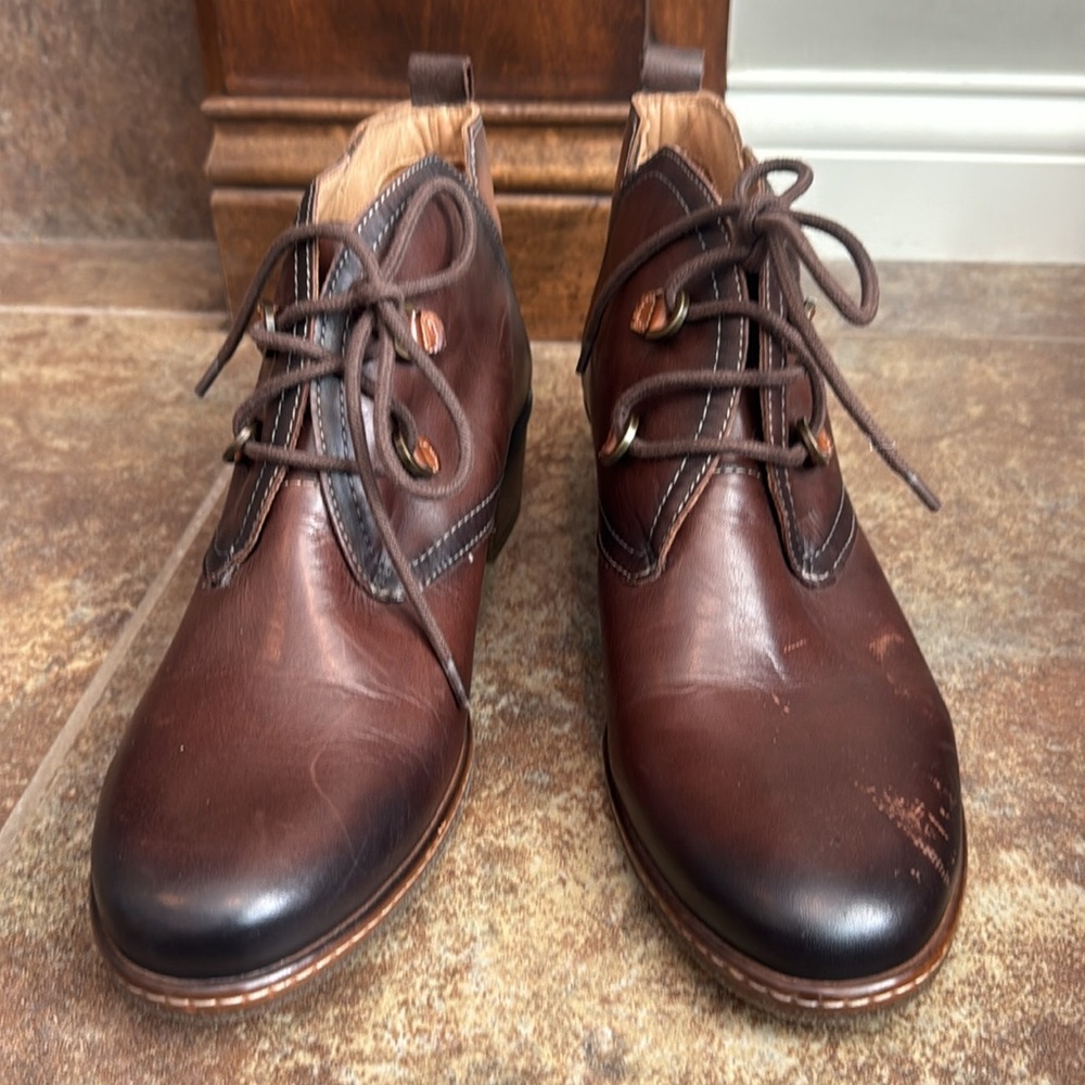 Pikolinos two tone brown leather ankle tie boot size 42/ US 11.5/12 - Picture 4 of 16